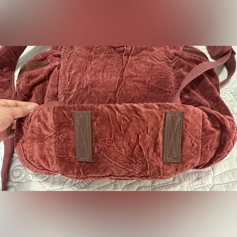 NWT Free People Malta Velvet Backpack Sepia Rose